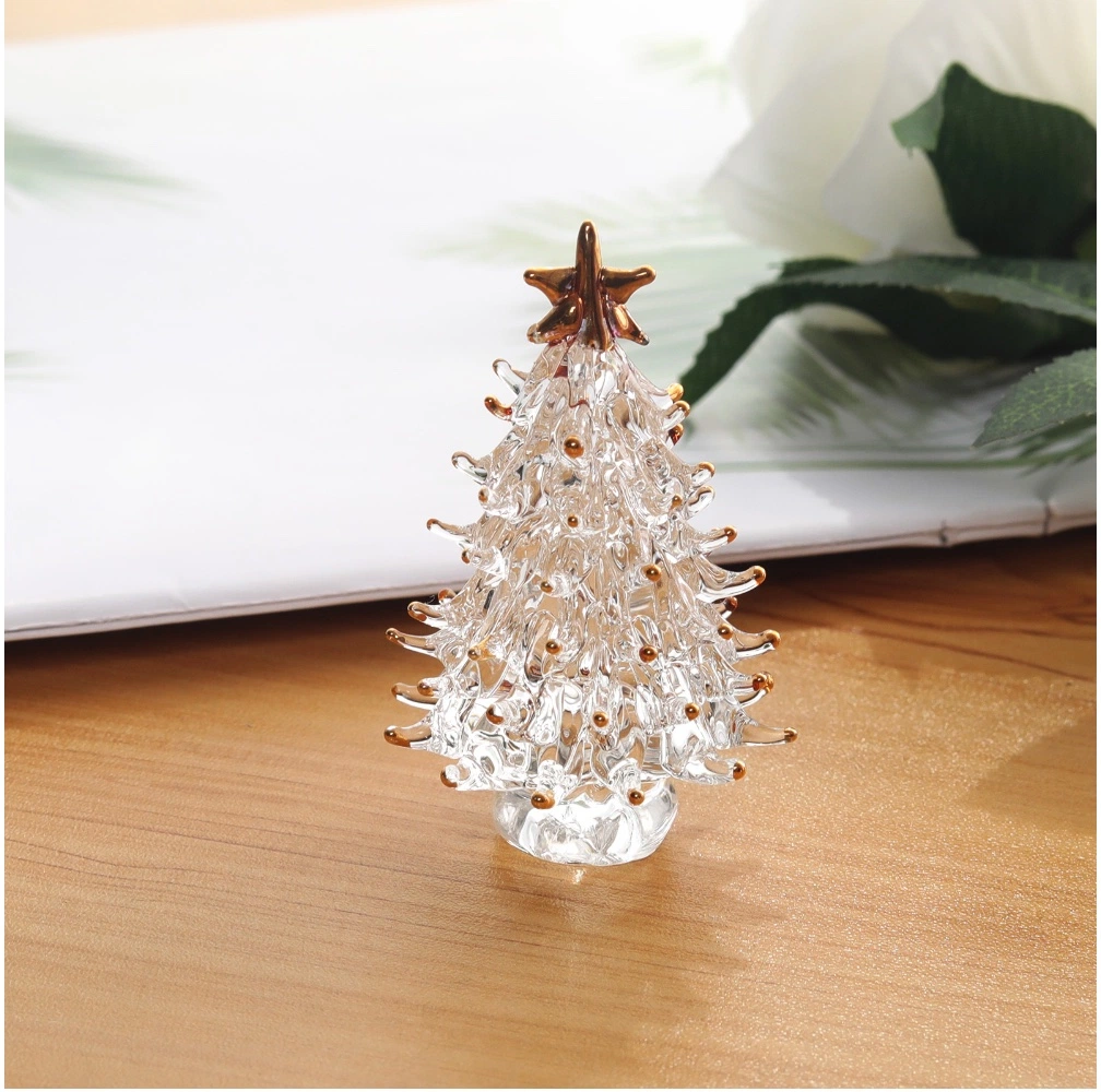 Glass Mini Christmas Tree Crystal Table Ornament Souvenir Gift Home Decoration Crafts